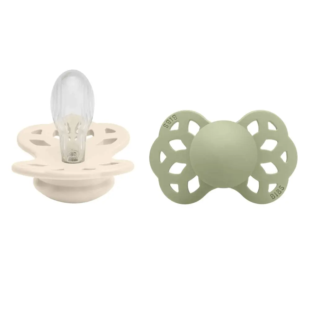 BIBS Infinity symetrické dudlíky ze silikonu 2ks vel.2 - Ivory / Sage