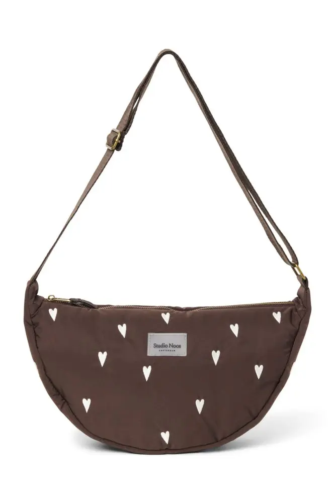 Studio Noos Puffy Mini FANNY PACK kabelka Brown Hearts