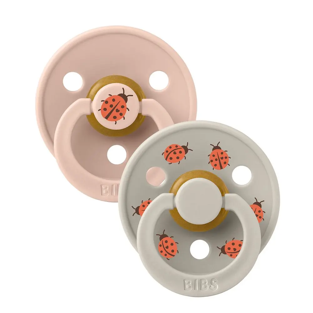 BIBS STUDIO Colour Ladybug dudlíky z přírodního kaučuku 2ks – velikost 1 -
