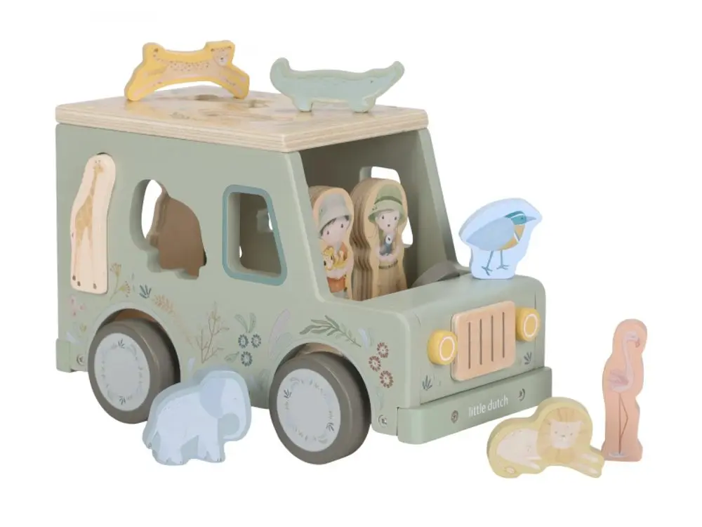 Little Dutch Auto s vkládacími tvary dřevěné Safari Friends