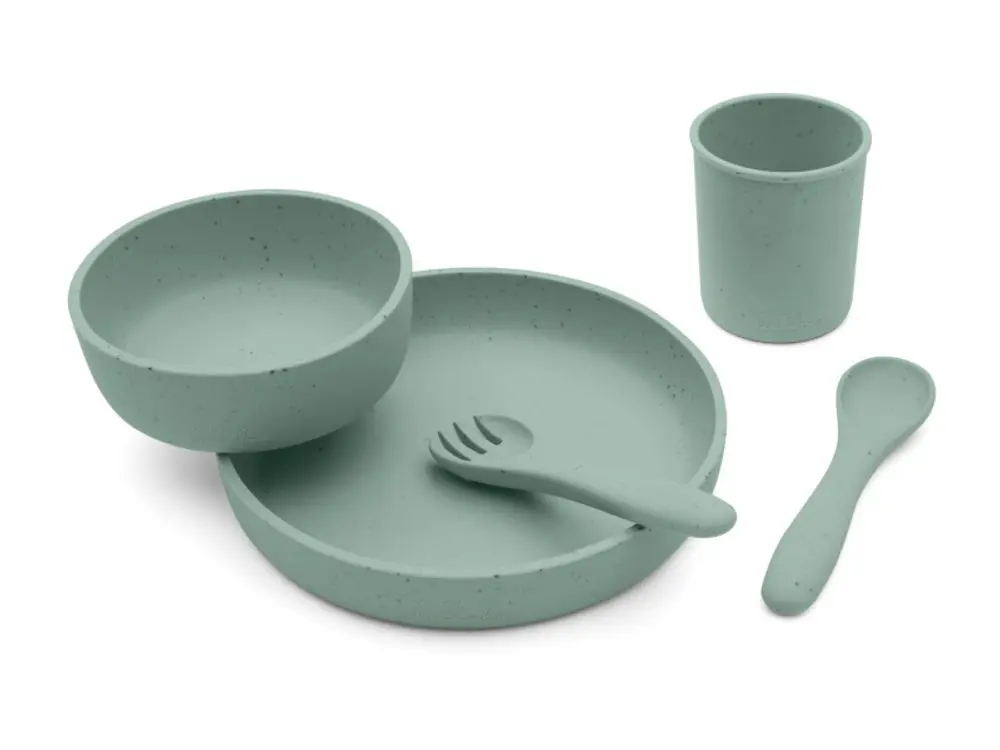 KikkaBoo Jídelní sada 5-dílná Platinum Silicone Sage