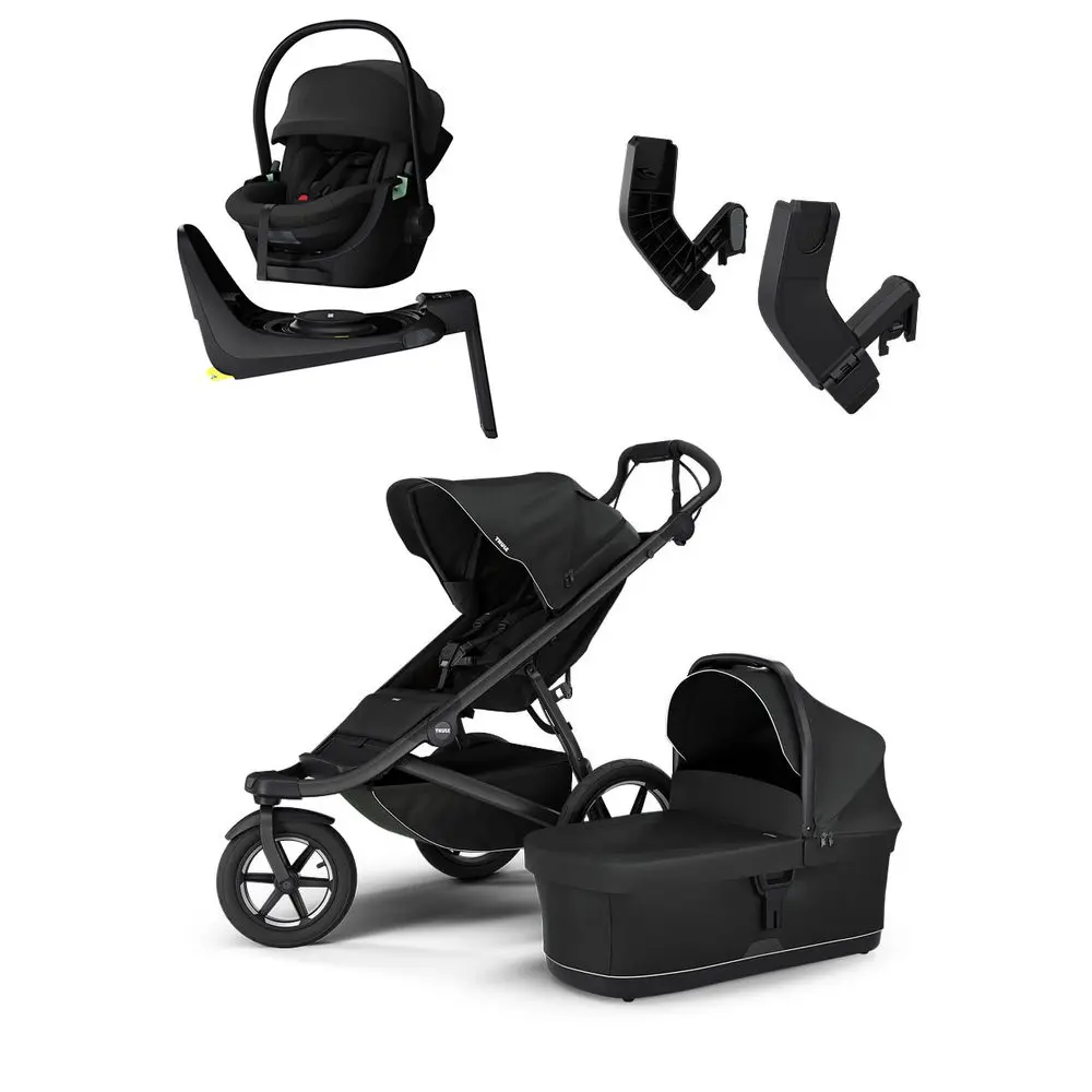 THULE Urban Glide 3 + korba + autosedačka Maple + základna Alfi + adaptéry -