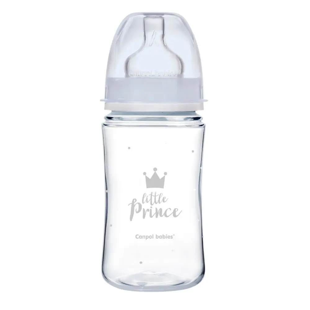 Canpol Babies Kojenecká lahev se širokým hrdlem ROYAL BABY 240ml modrá