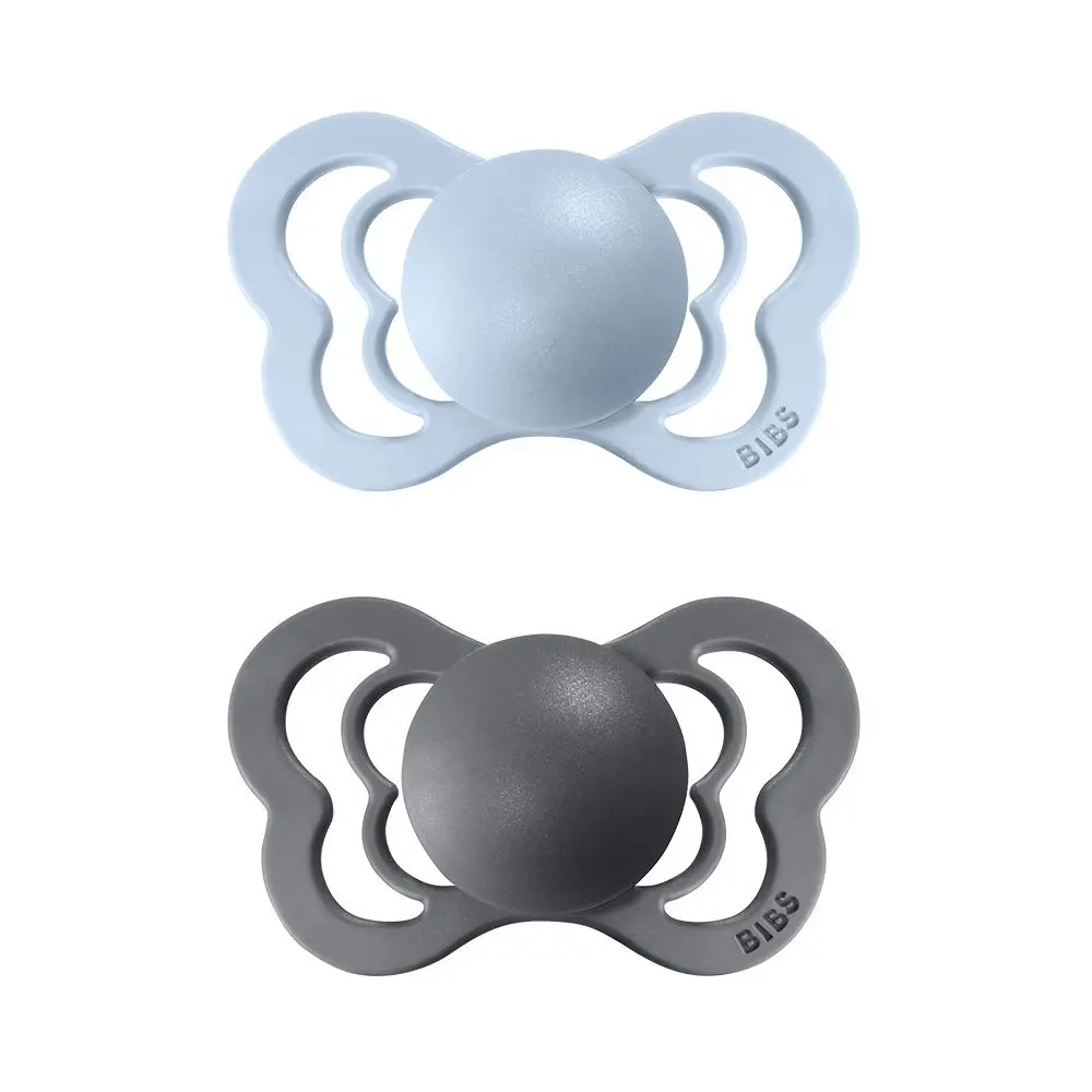 BIBS Couture ortodontický dudlík z přírodního kaučuku 2ks vel.1 - Iron / Baby Blue