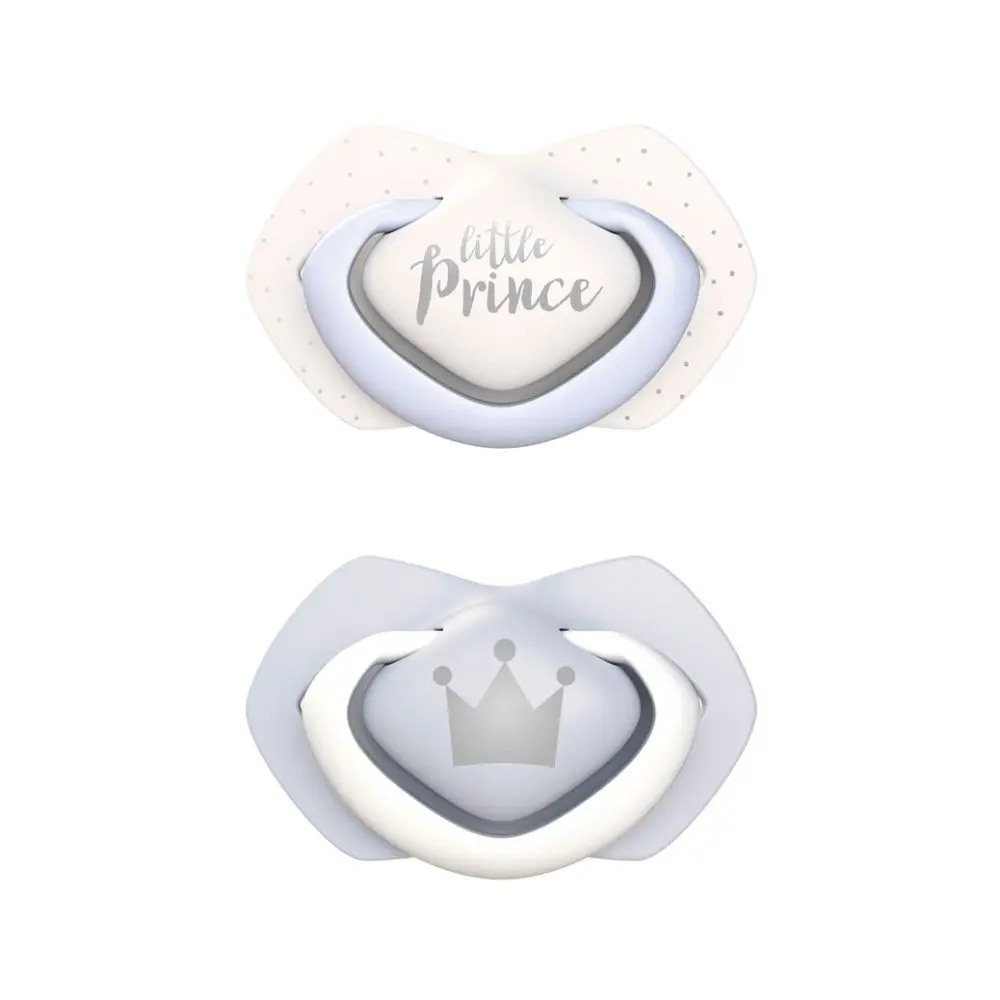 Canpol babies Set symetrických silikonových dudlíků Light touch 6-18m Royal Baby modrý