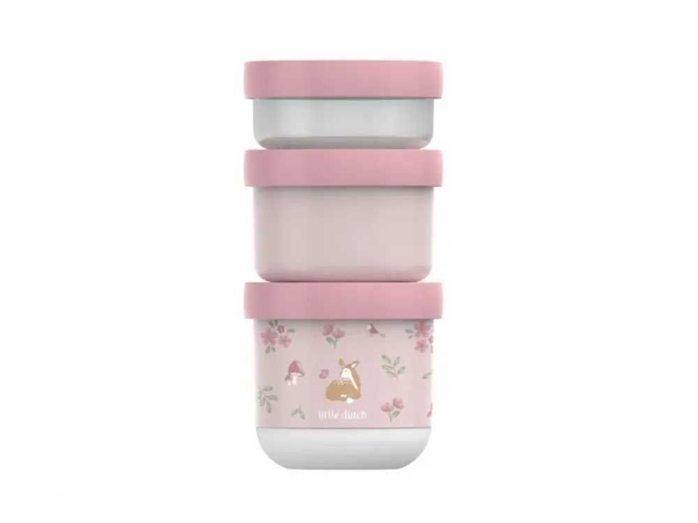 Světle růžové plastové dětské svačinové boxy v sadě 3 ks Fairy Garden by Little Dutch – Mepal