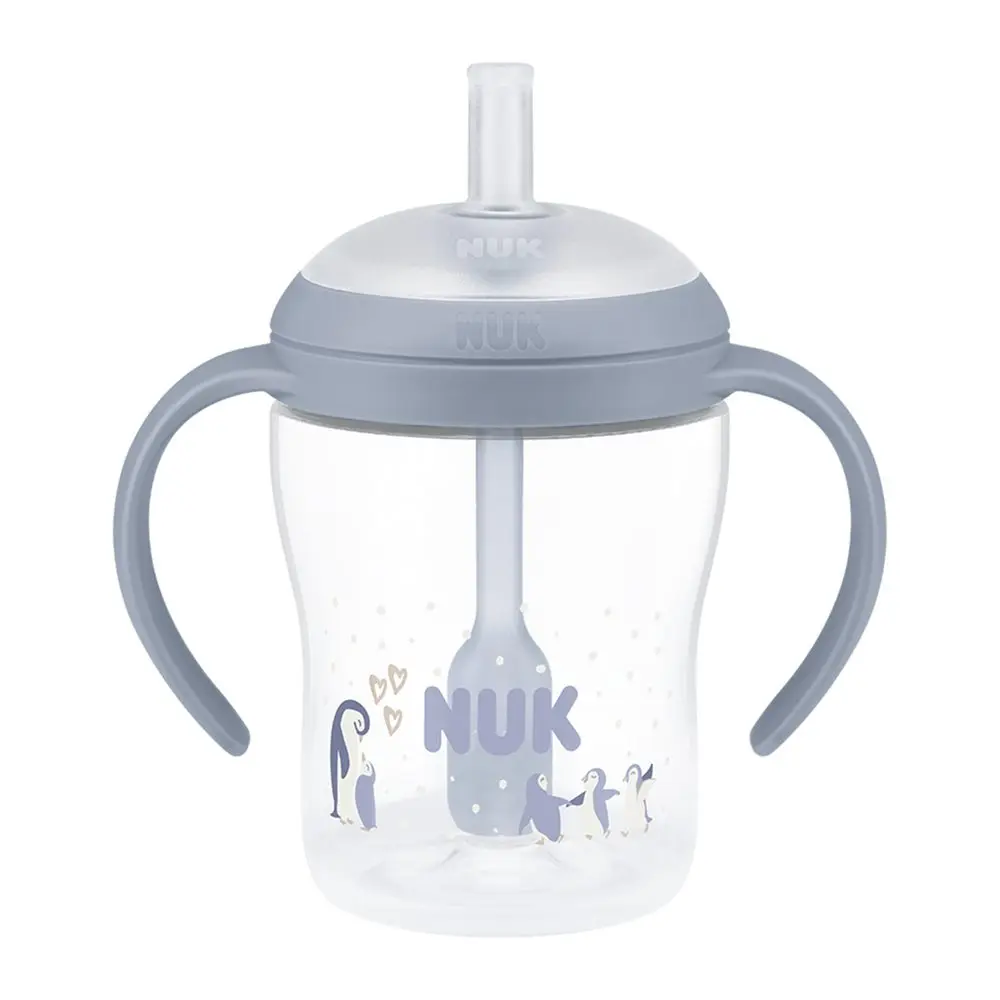 NUK Perfect Match lahvička na učení s brčkem PENGUIN 150 ml