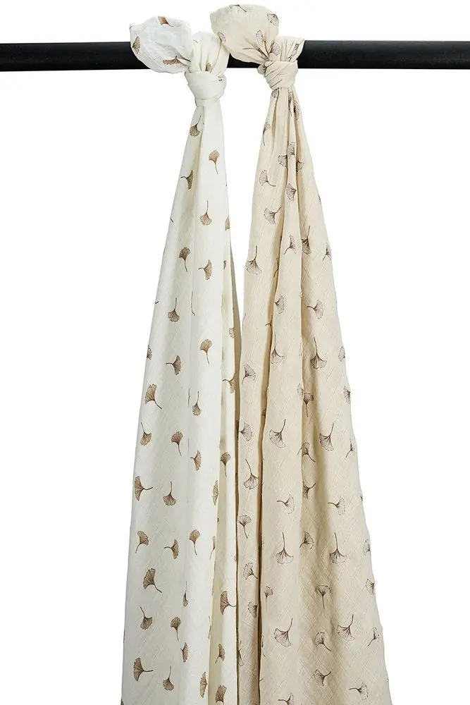 Meyco Mušelínové pleny Ginko 120x120 cm 2-balení - Off white/soft sand