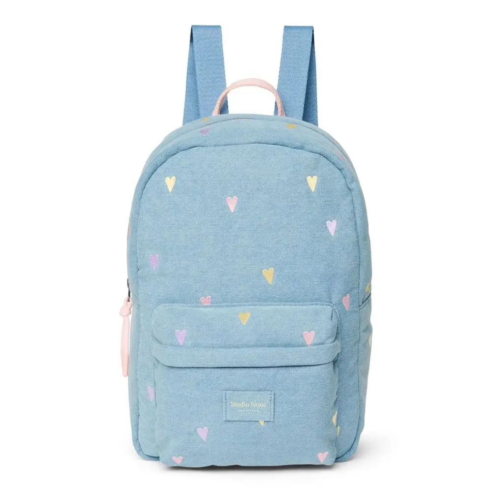 Studio Noos Denim Midi BACKPACK - batůžek | Hearts Light Blue Hearts