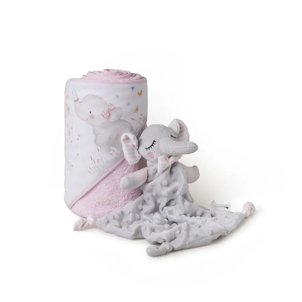 Interbaby SET - OSUŠKA froté 100x100 SLONÍK + PŘÍTULKA - růžová