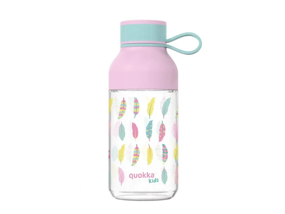 Quokka Plastová láhev Ice Kids s poutkem Feathers 430 ml
