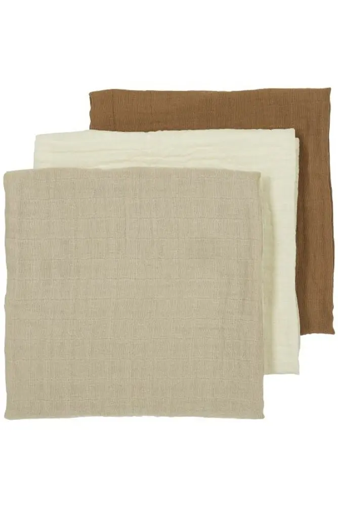 Meyco Mušelínové pleny 3-balení - Offwhite/sand/toffee