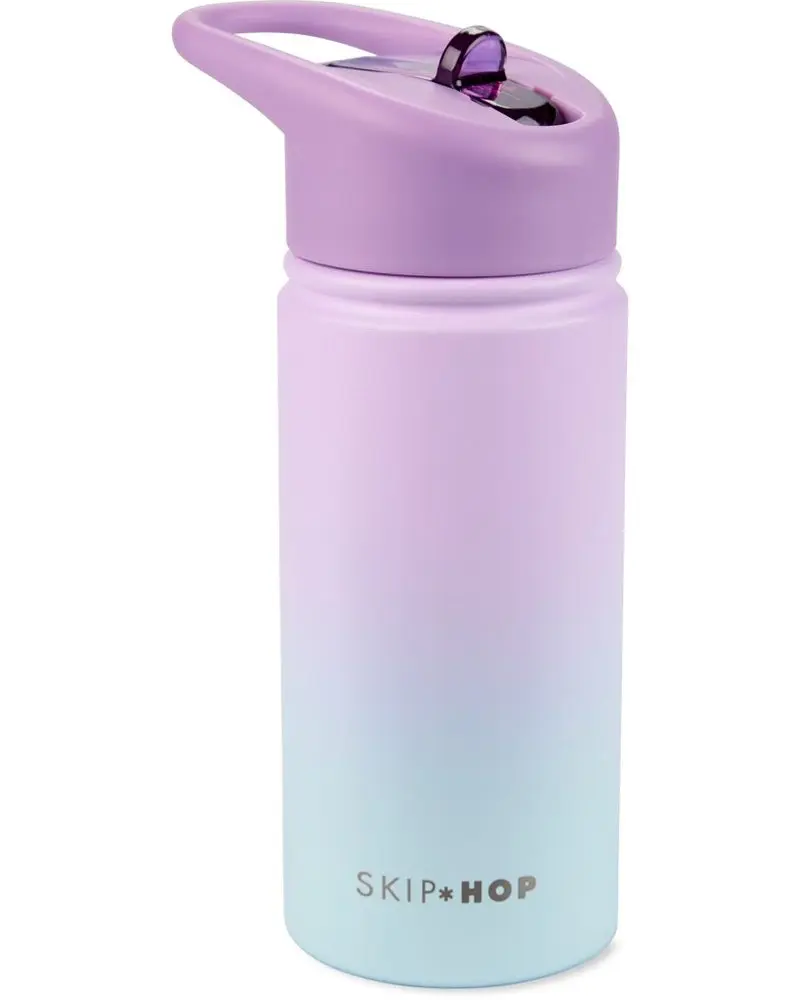 SKIP HOP Láhev s brčkem nerezová Wander - ombré blue, 450ml - SKIP HOP Láhev s brčkem nerezová Wander - ombré purple, 450ml