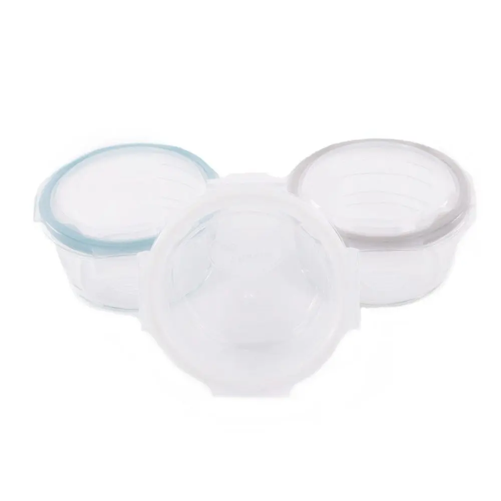 Bo Jungle skleněné misky s víčky B-Glass Bowls 280ml - White/Grey/Blue