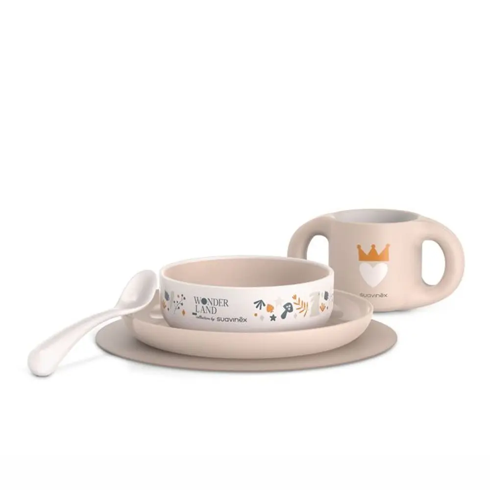 Suavinex Jídelní set WONDERLAND +6 m - RŮŽOVÝ
