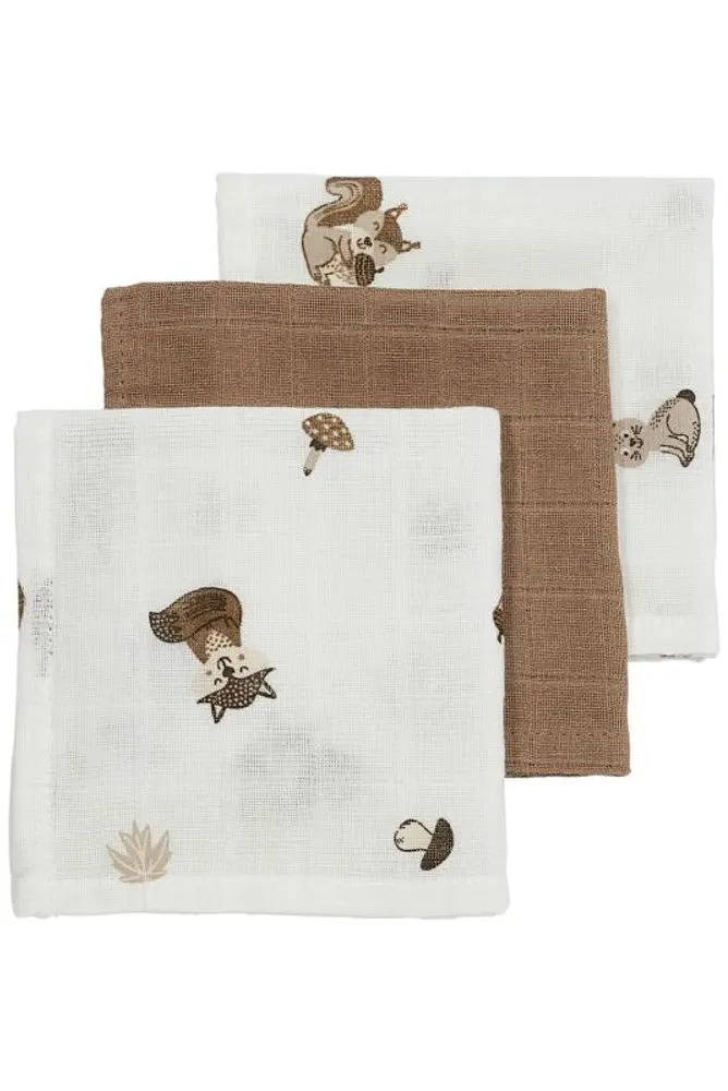 Meyco Mušelínová plena-žínka 3-balení - Forest animals toffee