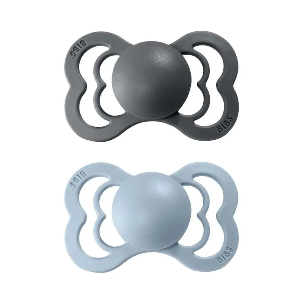 BIBS Supreme dudlíky z přírodního kaučuku 2ks vel.1 - Iron / Baby Blue