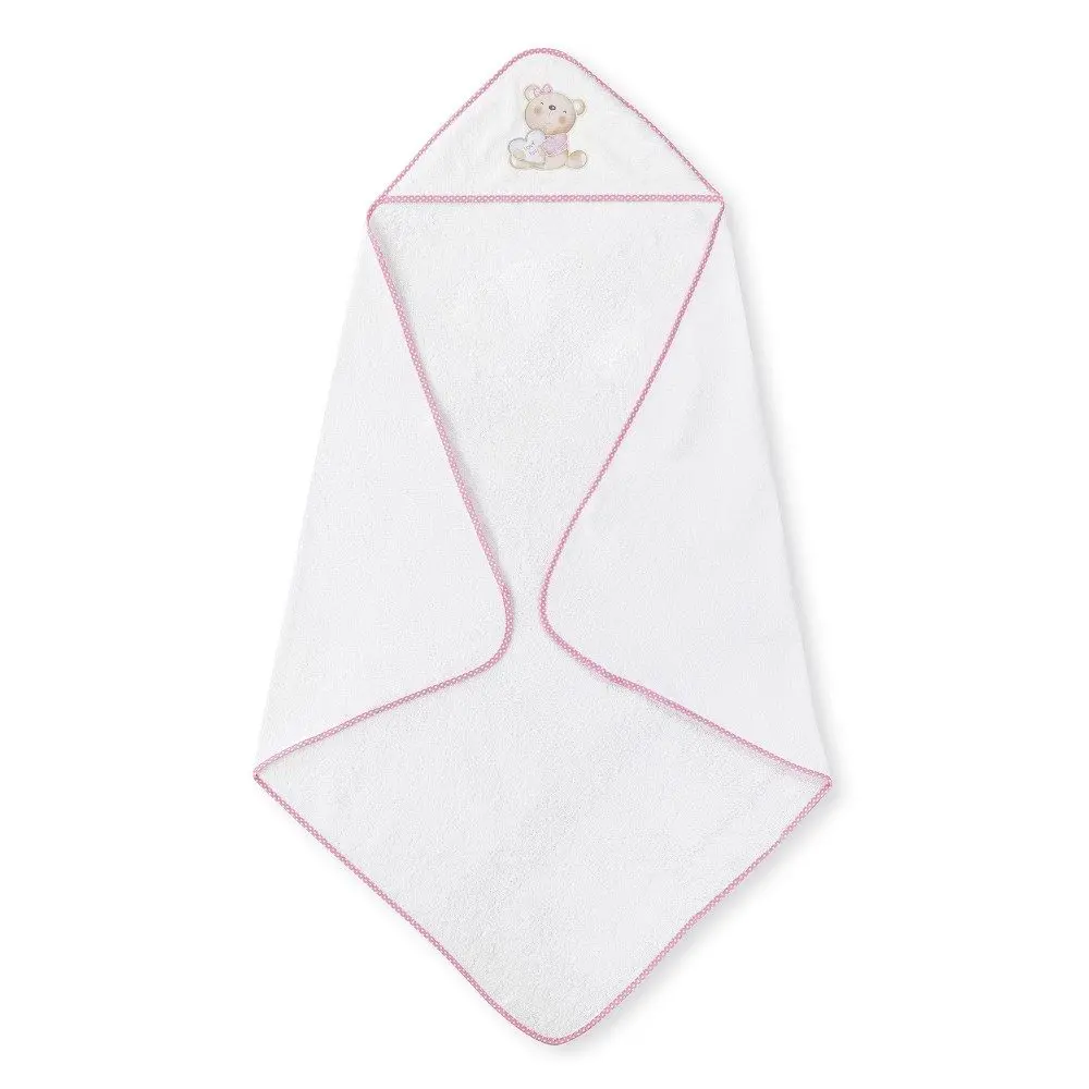 Interbaby Osuška froté medvídek love + hřeben - bílá