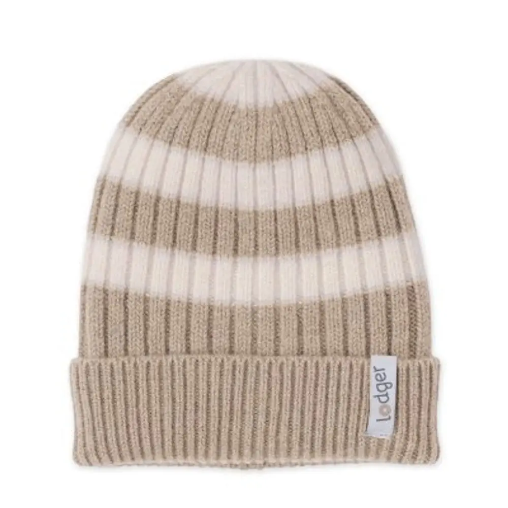 LODGER Čepice Stripe Merino Beige 6 - 12 měsíců
