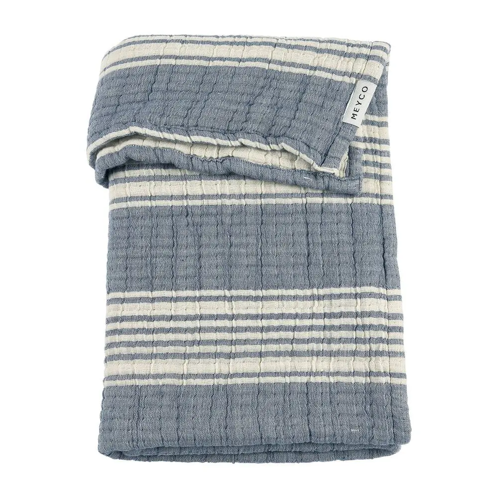 Meyco Deka z předepraného mušelínu a žakáru 100x150 - Stripe Indigo