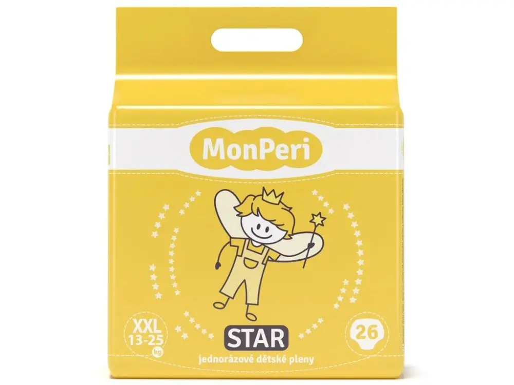 MonPeri STAR XXL 13-25kg (26ks) hypoalergenní jednorázové dětské pleny vel.6