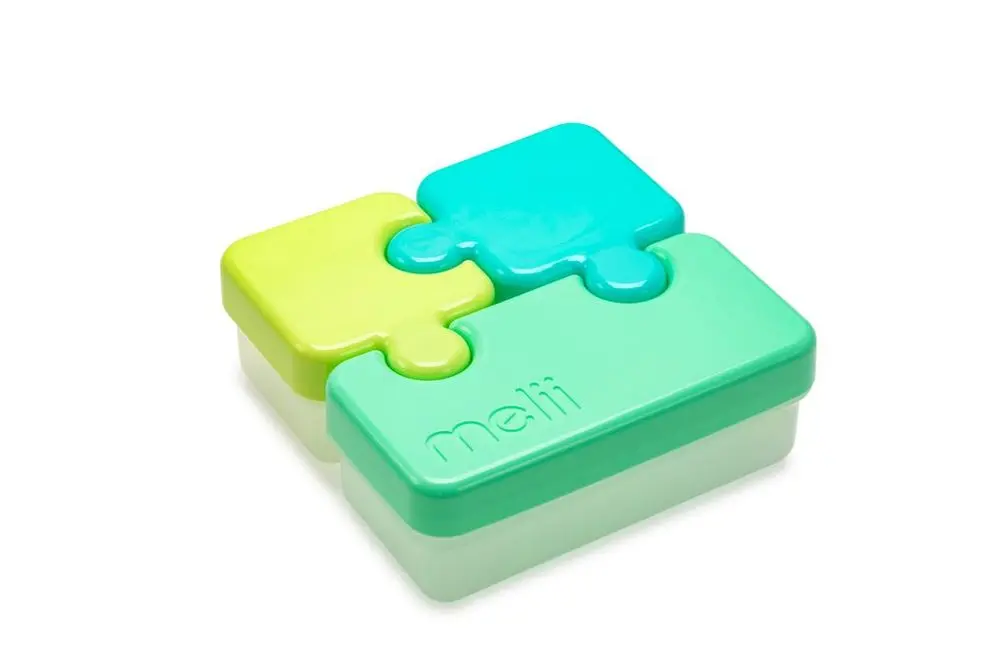 Melii Svačinový box Puzzle 850 ml - zelený, limetkový, modrý