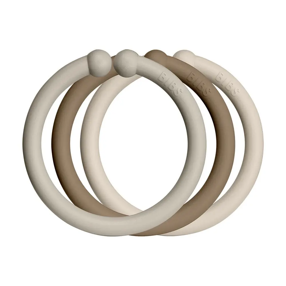BIBS Loops kroužky 12 ks - Sand / Dark Oak / Vanilla