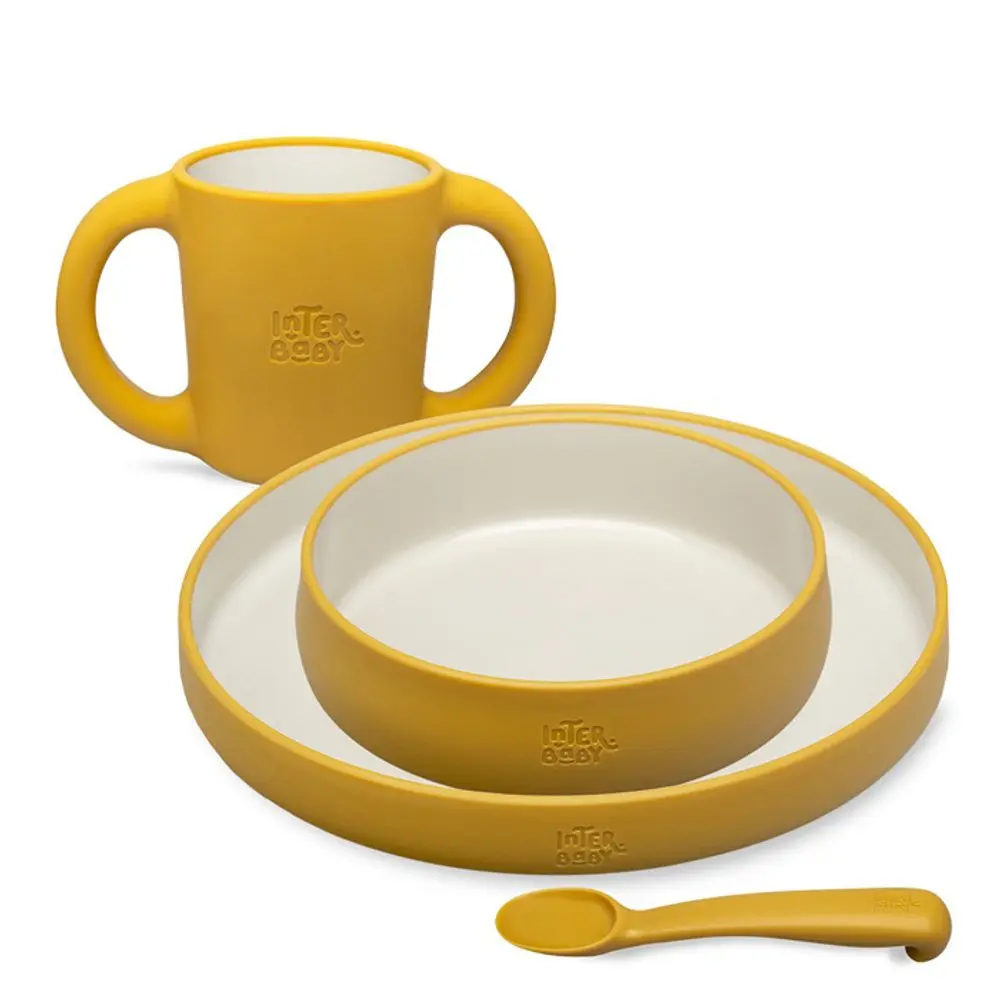 Interbaby JÍDELNÍ SET silikonový - okrový