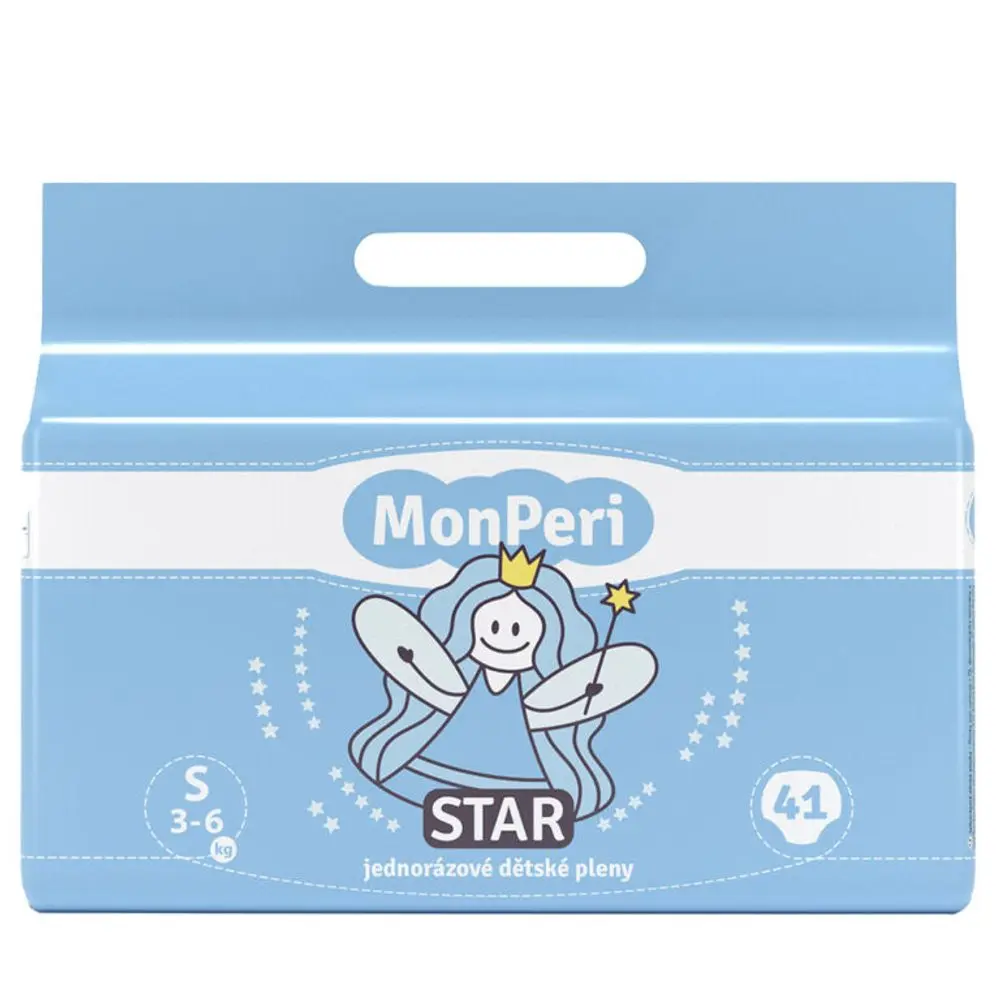 MonPeri STAR S 3-6kg (41ks) hypoalergenní jednorázové dětské pleny vel. 2