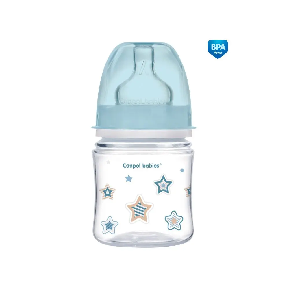 Canpol babies Láhev se širokým hrdlem NEWBORN BABY 120ml modrá