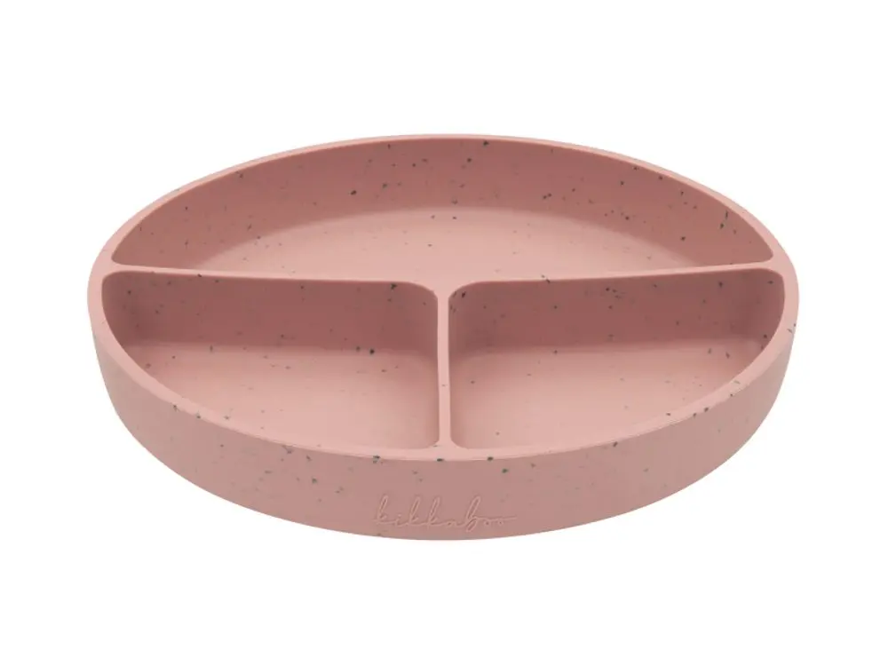 KikkaBoo Talíř dělený s přísavkou Platinum Silicone Blush