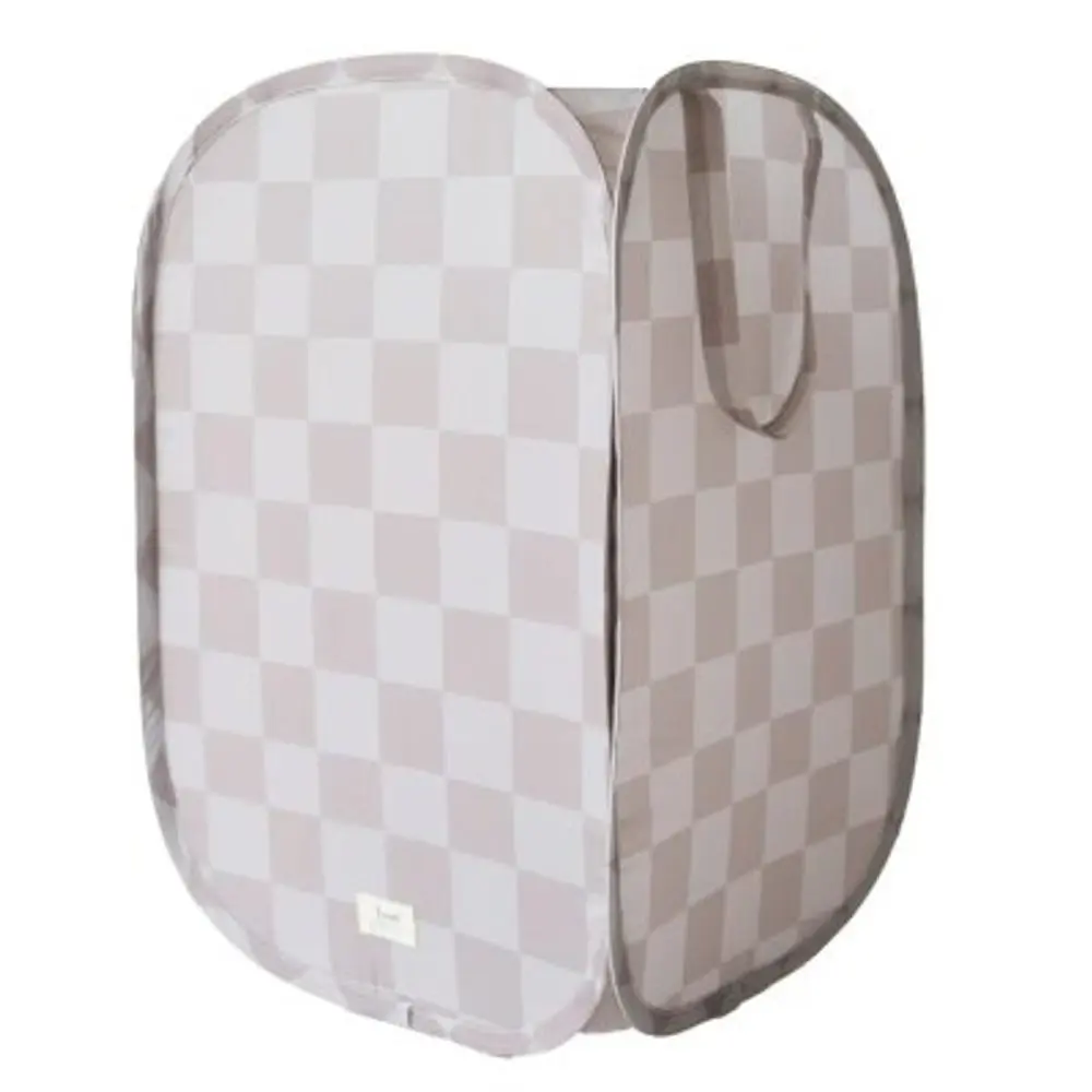 3 SPROUTS Skládací úložný koš Recycled Checkerboard Beige