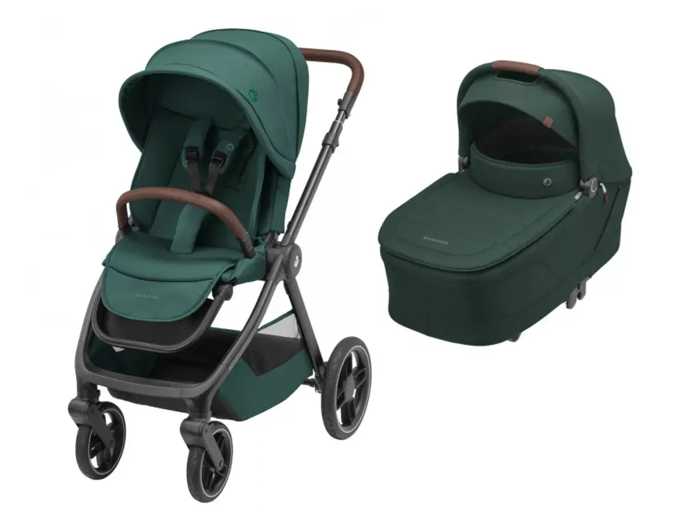 Maxi-Cosi Oxford kočárek Essential Green + korbička Sense Twillic Green