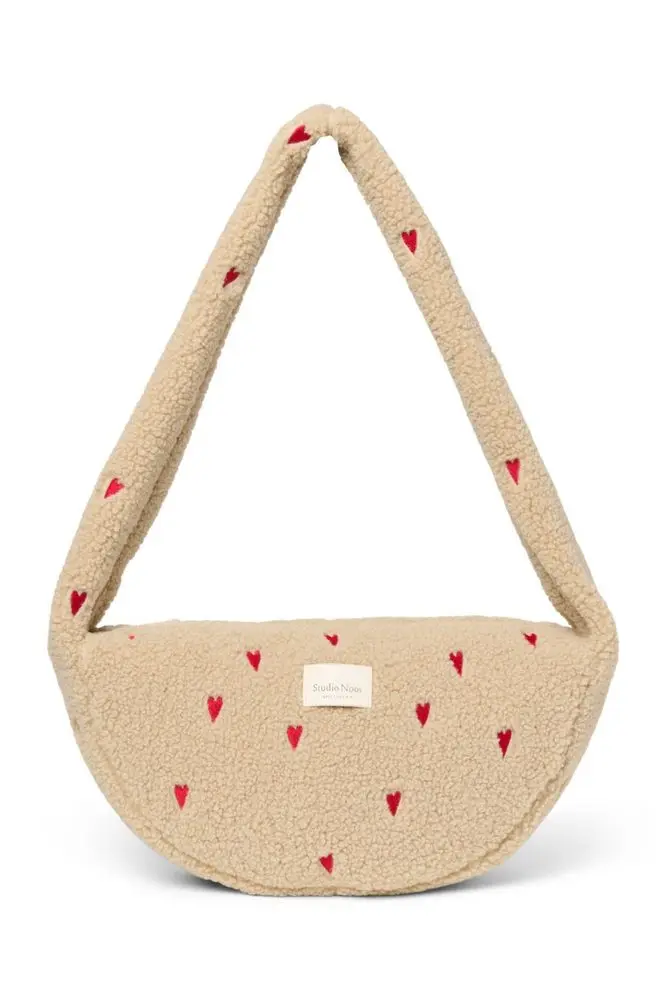 Studio Noos Teddy Mini Cross Body Bag Ecru Hearts