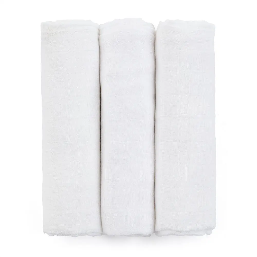 PETITE&MARS Sada plenek bambusová mušelínová 3ks Moussy Total White, 68 x 68 cm