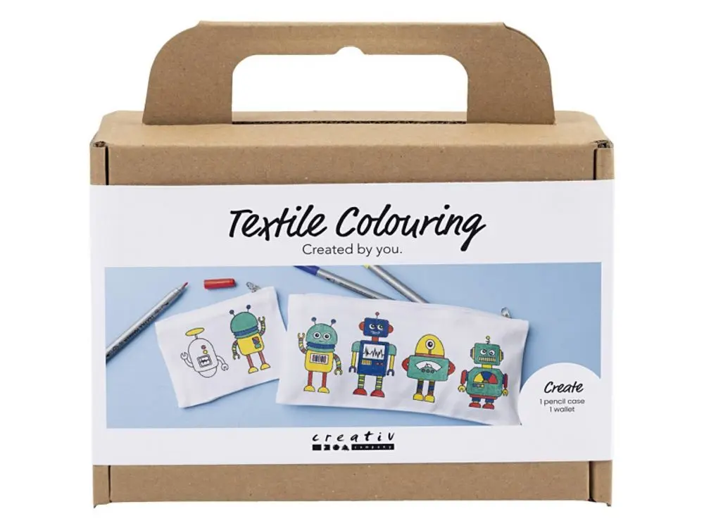 Kreativní sada Malování na textil penál & peněženka Robot