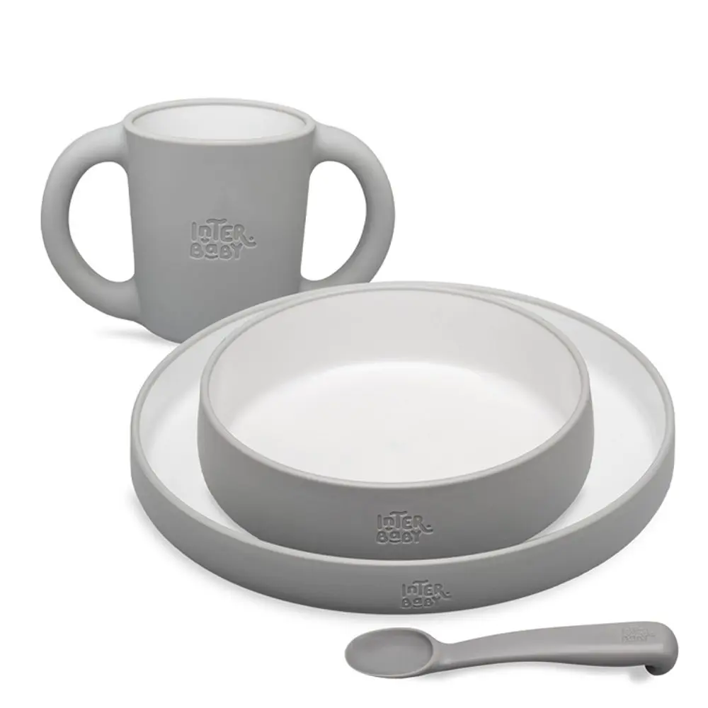 Interbaby JÍDELNÍ SET silikonový - šedý