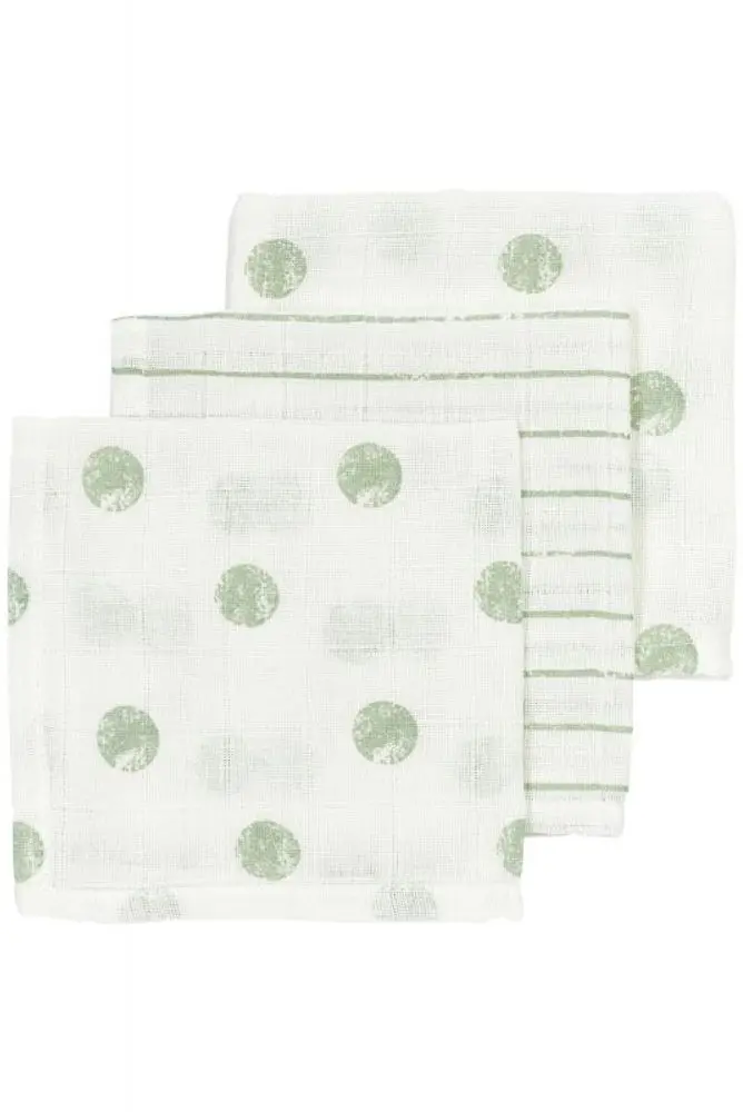 Meyco Mušelínová plena-žínka 3-balení - Dot stripe soft green