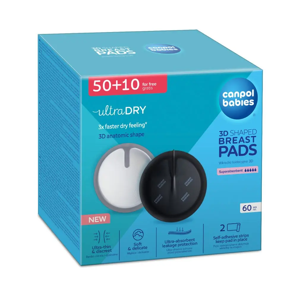 Canpol babies Tvarované prodyšné vložky do podprsenky 3D 50+10ks černé