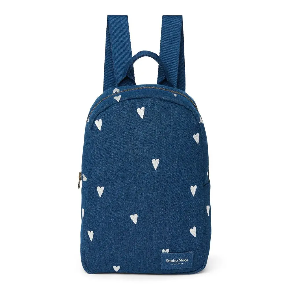 Studio Noos Denim Mini BACKPACK - batůžek | Dark Blue White Hearts