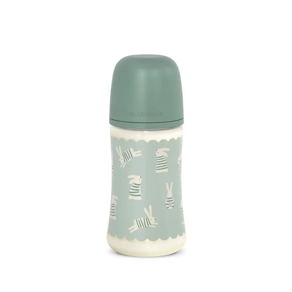 Suavinex Kojenecká láhev WONDERLAND NEW 270ml FYZIOL PRŮTOK M - zelený králík