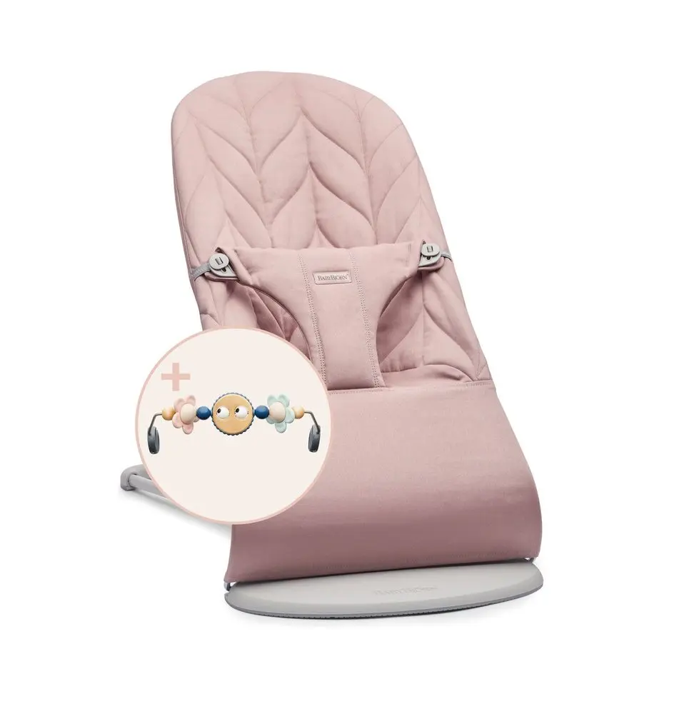 BABYBJORN Lehátko BabyBjörn Bouncer Bliss Dusty Pink Petal Woven s hračkou Googly Eyes Pastel