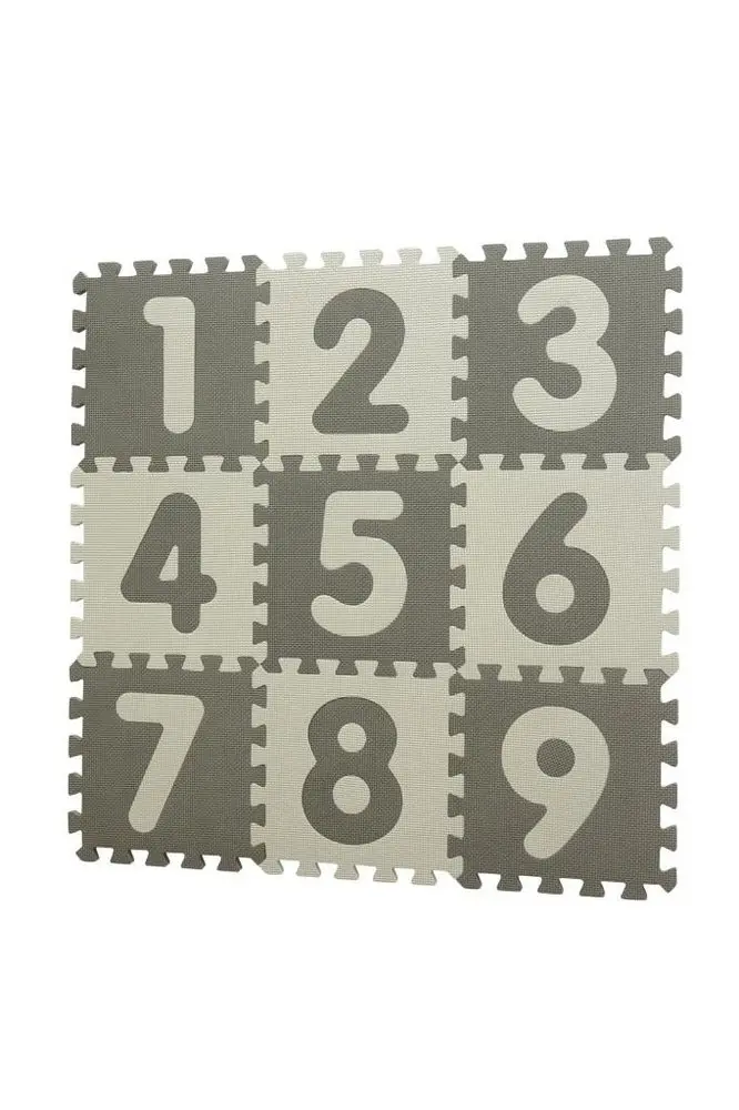 BabyDan hrací podložka puzzle Grey s čísly 90x90 cm