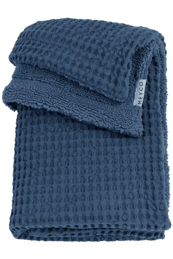 Meyco Deka Waffle Teddy fleece - Indigo