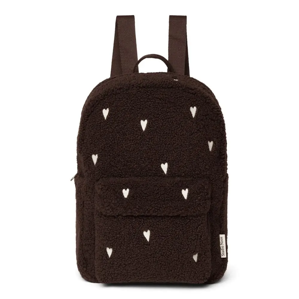 Studio Noos Teddy Midi BACKPACK batůžek s přední kapsou Chocolate Hearts