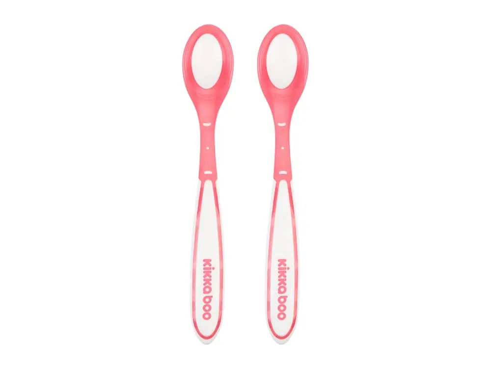 KikkaBoo Lžičky s tepelným senzorem 2 ks Boo Pink