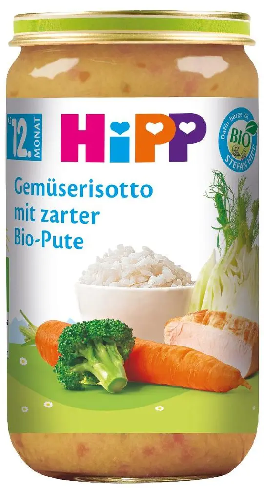 HiPP BIO Zeleninové rizoto s BIO krůtím masem, zelenina (23 %) 250g