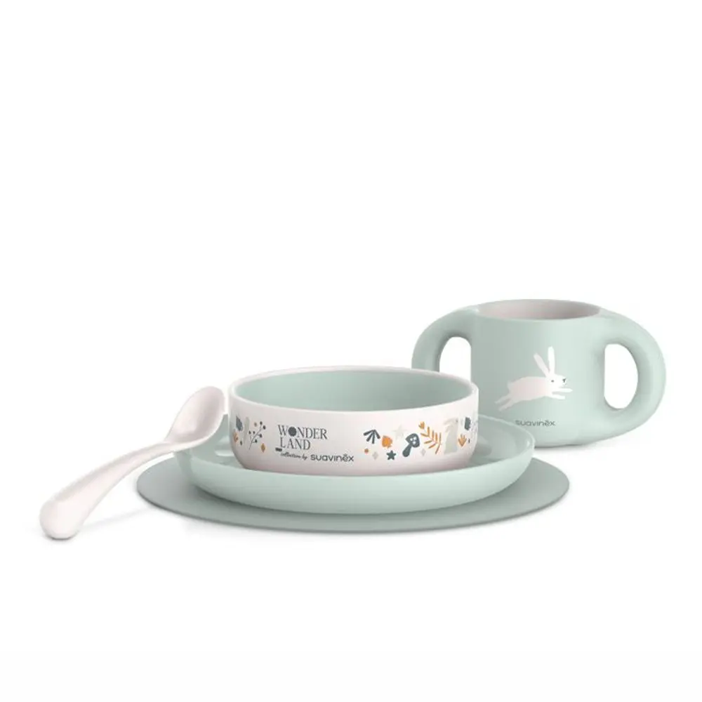 Suavinex Jídelní set WONDERLAND +6 m - ZELENÝ