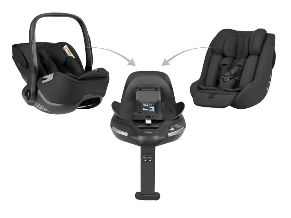 KikkaBoo Set i-Class 360 i-SIZE Autosedačka 40-87cm + Autosedačka 40-105cm + Základna otočná Noir