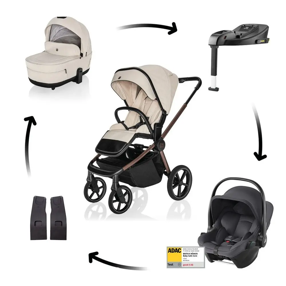 ZOPA Kočárek Move Cross 5X + autosedačka Baby-Safe Core + Baby-Safe Core Base - Quartz Beige